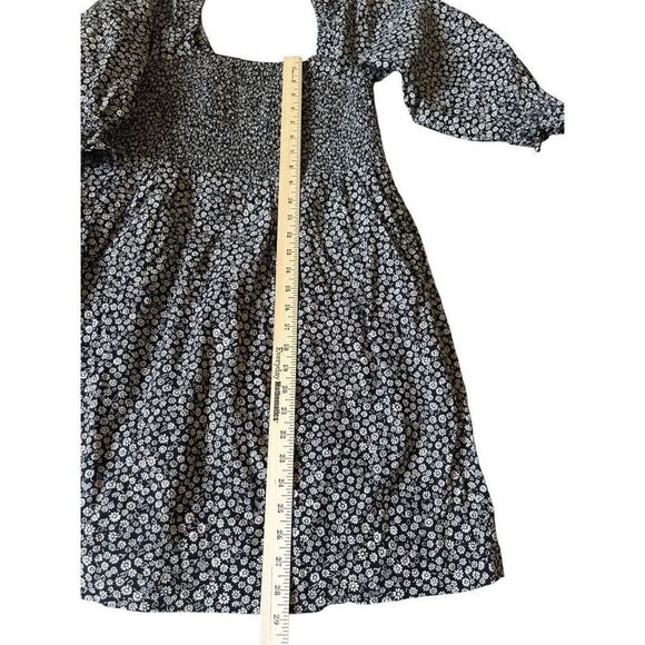 Madewell Lucie Elbow Sleeve Smocked Mini Dress in Parisian Ditsy size S True Bla - Picture 9 of 14